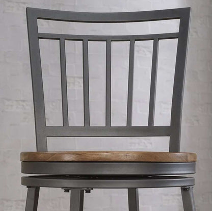 American Woodcrafters - Filmore Stool w/ Back and Metal Frame - Slate Grey with Golden Oak Seat - B1-101-25W veiw 3