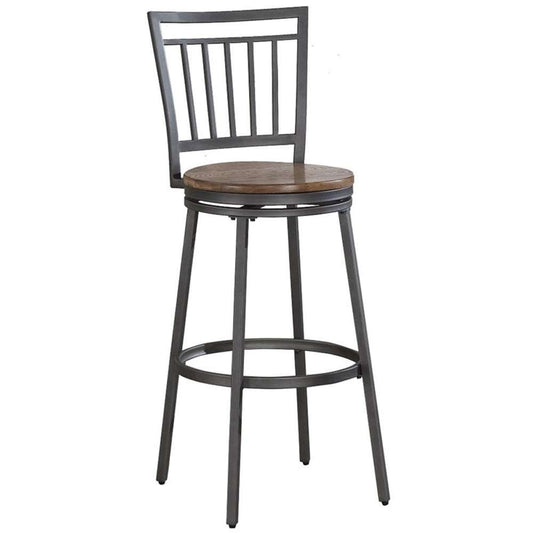 American Woodcrafters - Filmore Stool w/ Back and Metal Frame - Slate Grey with Golden Oak Seat - B1-101-30W veiw 1