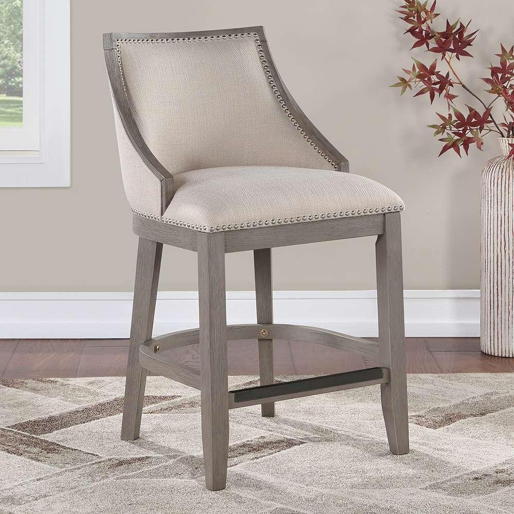 American Woodcrafters - Keller Counter Height Stool 26in - Beige Fabric - Greywood Finish - B2-240-26F veiw 6