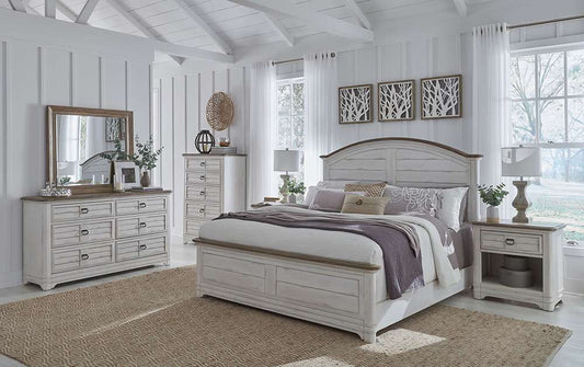 American Woodcrafters - Meadowbrook Arched King Bed - Whitewash - Sand Top - 2610-66ARPN veiw 2