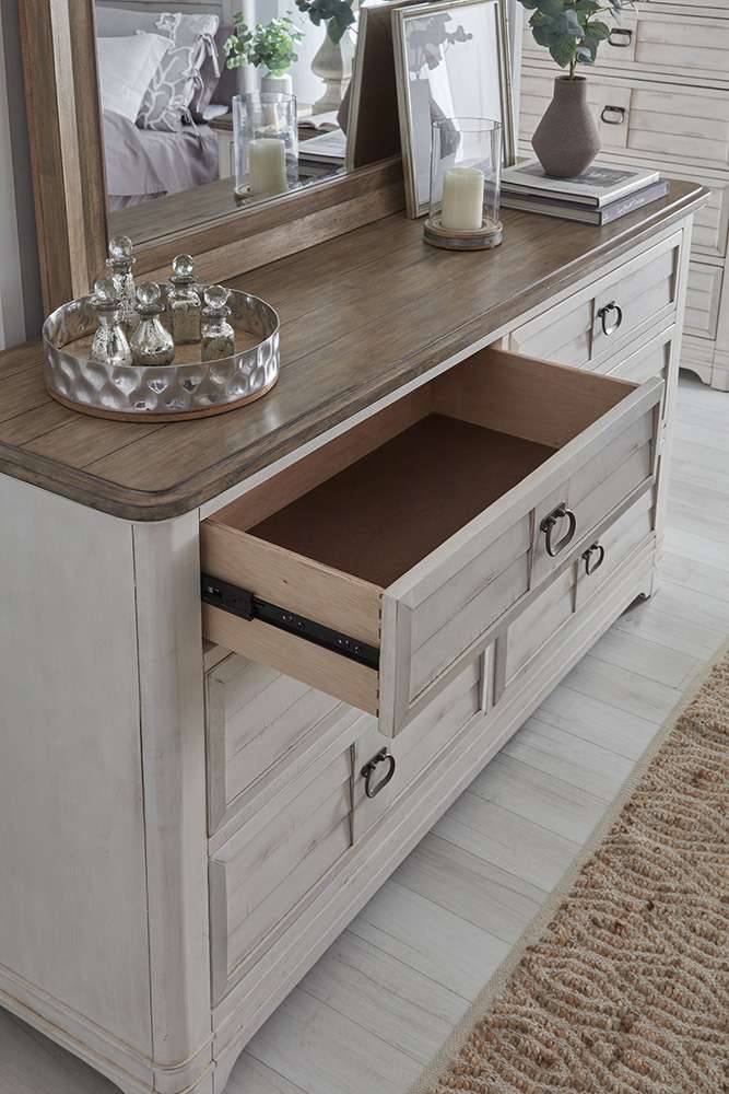 American Woodcrafters - Meadowbrook Double Dresser with Mirror - Whitewash - 2610-DDMR veiw 5