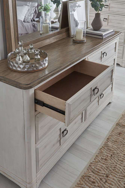 American Woodcrafters - Meadowbrook Double Dresser with Mirror - Whitewash - 2610-DDMR veiw 5