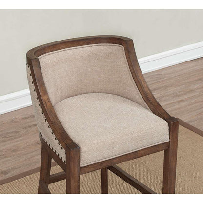 American Woodcrafters - Michelle Stool w/ Back and Wood Frame - Warm brown distressed finish - B2-256-26F veiw 3