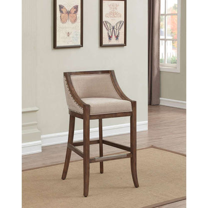 American Woodcrafters - Michelle Stool w/ Back and Wood Frame - Warm brown distressed finish - B2-256-30F veiw 1