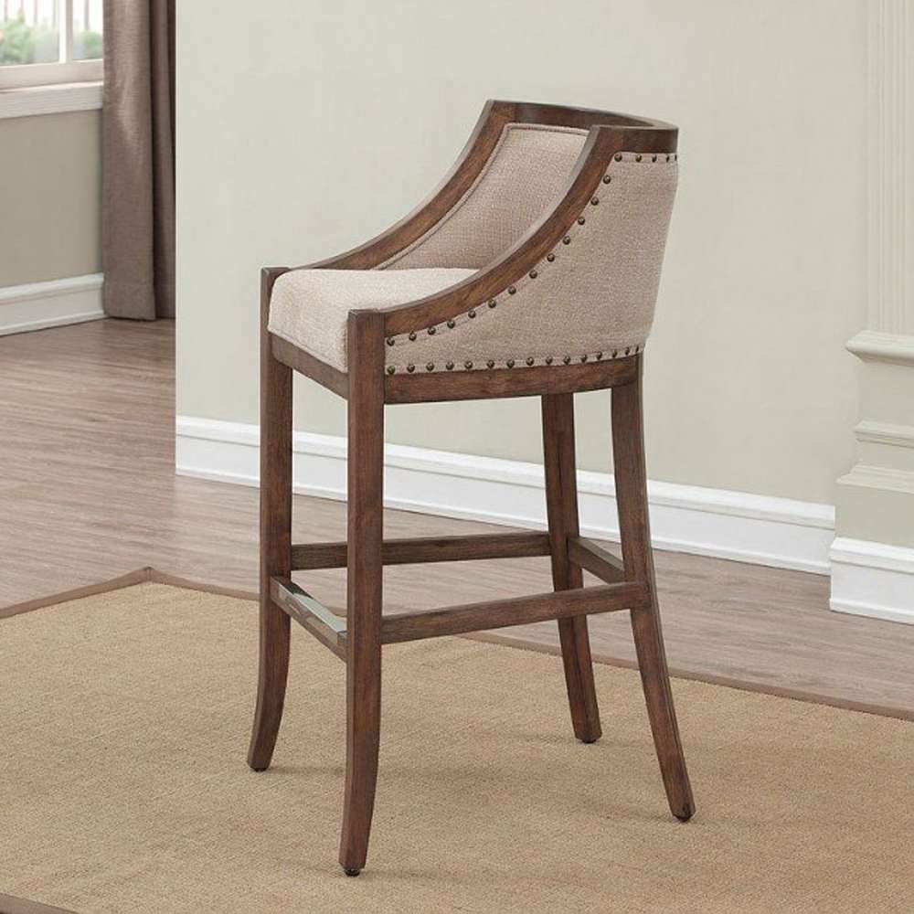 American Woodcrafters - Michelle Stool w/ Back and Wood Frame - Warm brown distressed finish - B2-256-30F veiw 2
