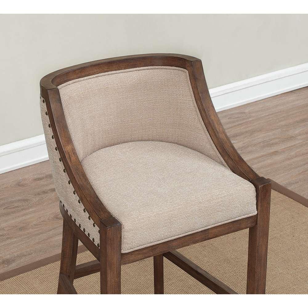 American Woodcrafters - Michelle Stool w/ Back and Wood Frame - Warm brown distressed finish - B2-256-30F veiw 3
