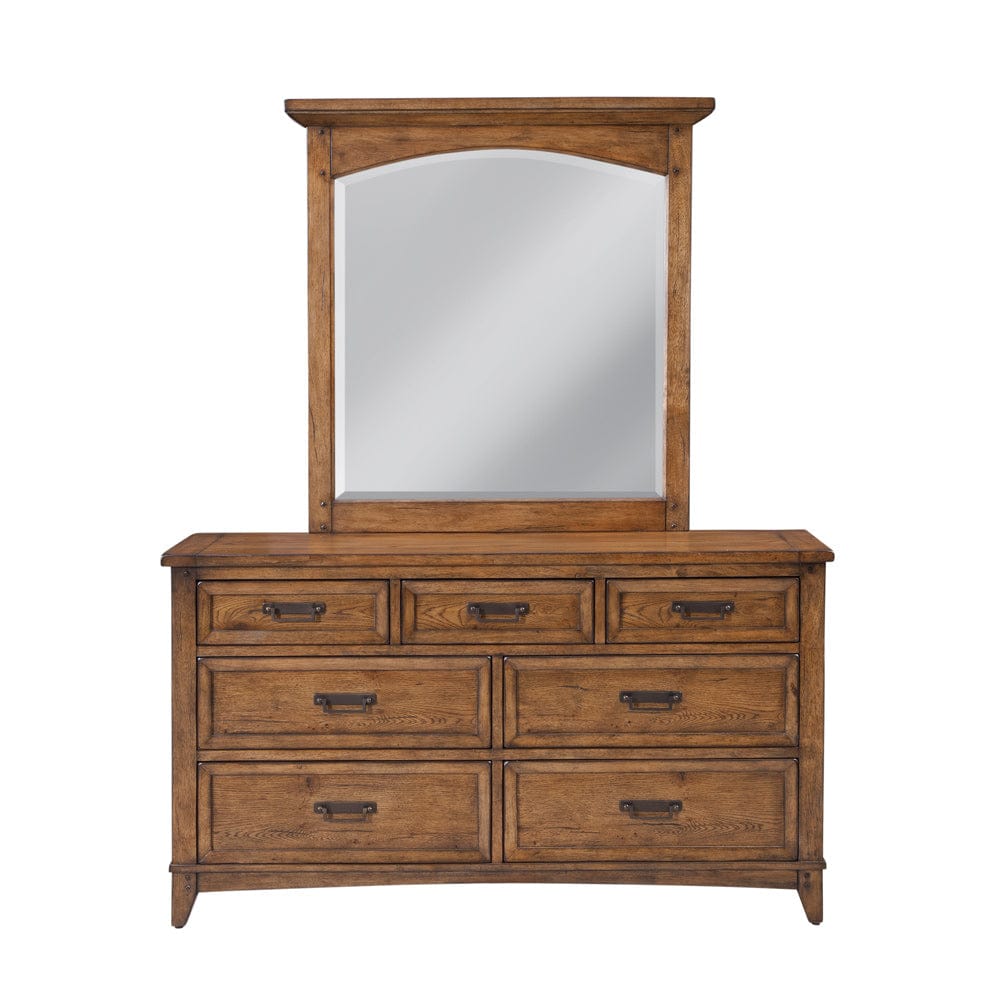 American Woodcrafters - Oakdale 7-Drawer Dresser with Mirror- Honey Oak - 2100-DLM view 1