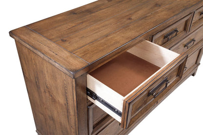 American Woodcrafters - Oakdale 7-Drawer Dresser with Mirror- Honey Oak - 2100-DLM view 3