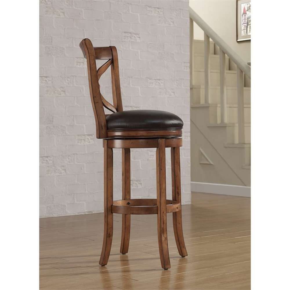 American Woodcrafters - Provence Stool w/Back and Wood Frame - Light Oak - B2-201-30L veiw 2