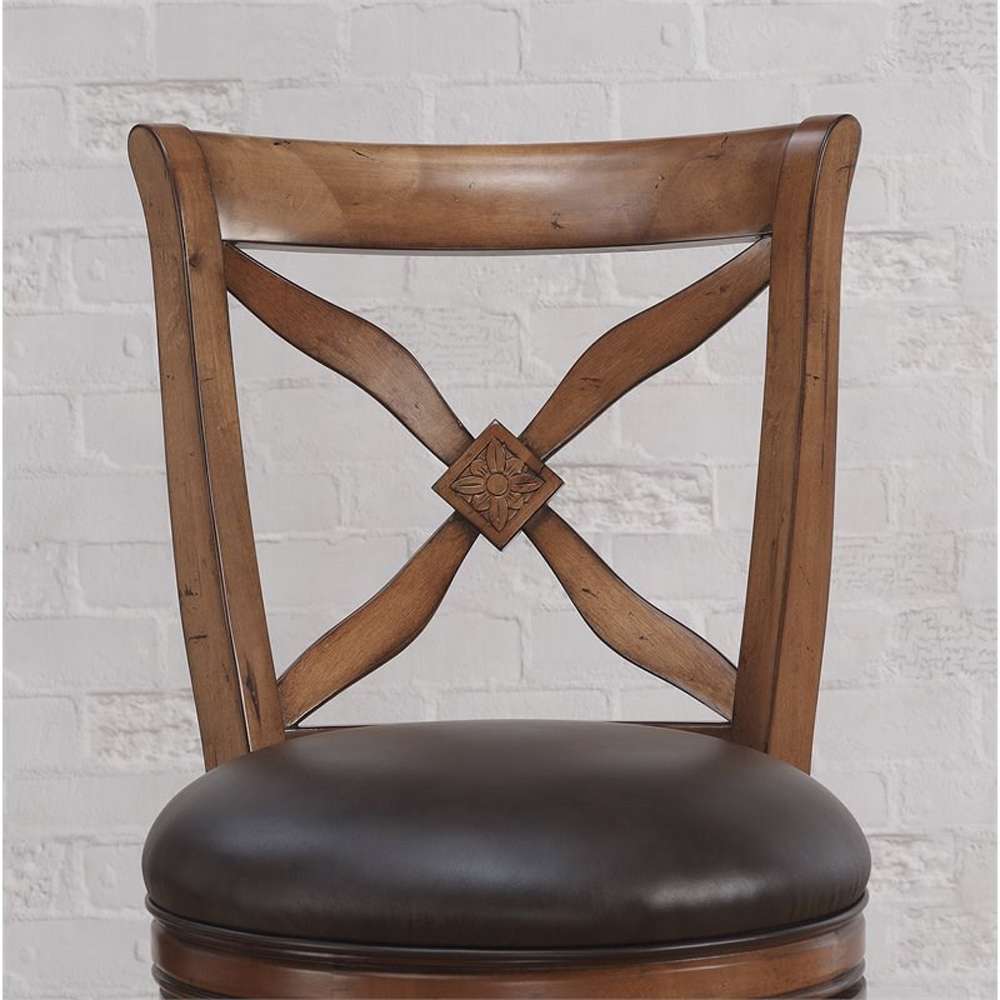American Woodcrafters - Provence Stool w/Back and Wood Frame - Light Oak - B2-201-30L veiw 3