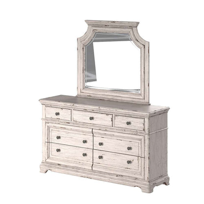 American Woodcrafters - Providence Dresser with Mirror - Antique White - 1910-DRLM veiw 1