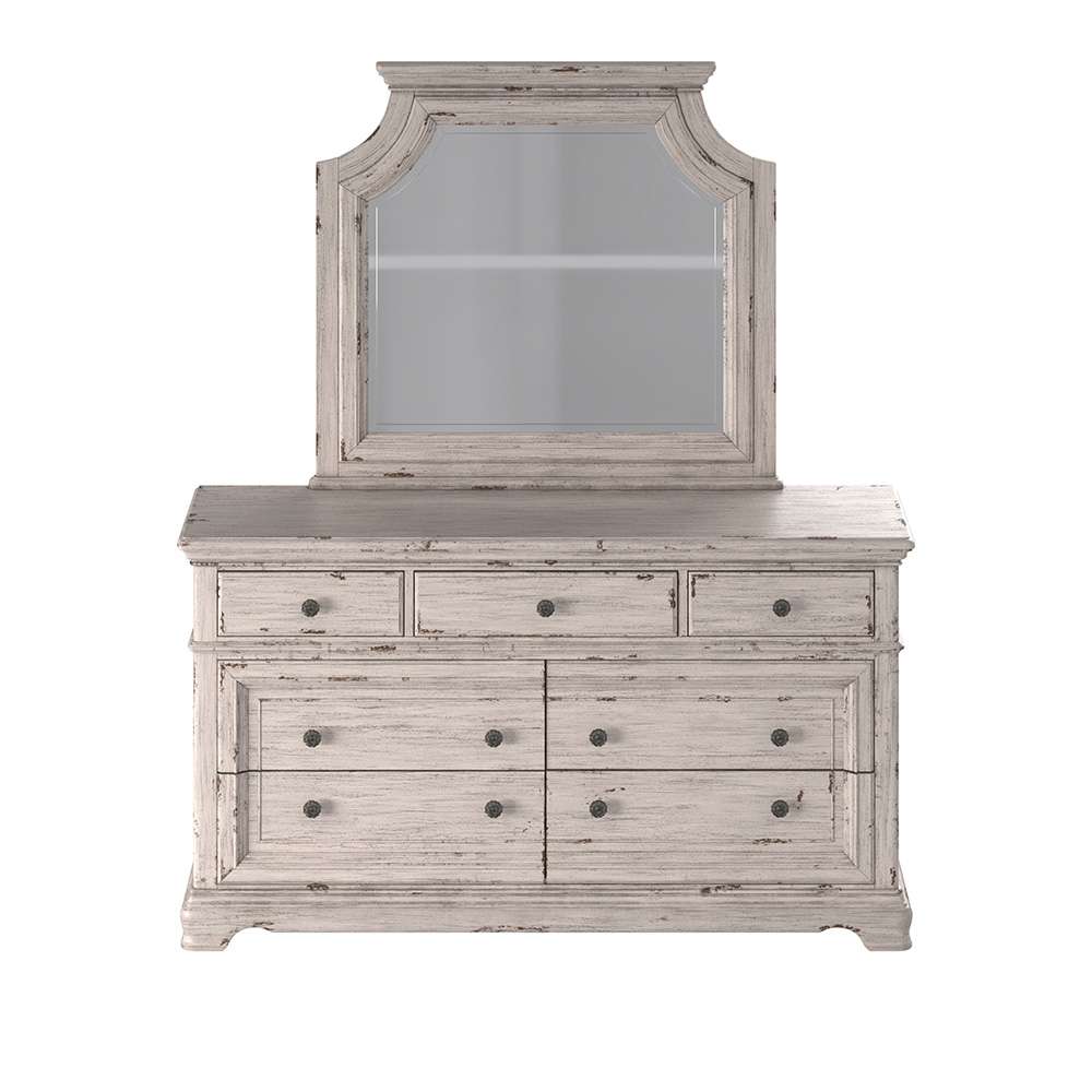 American Woodcrafters - Providence Dresser with Mirror - Antique White - 1910-DRLM veiw 2