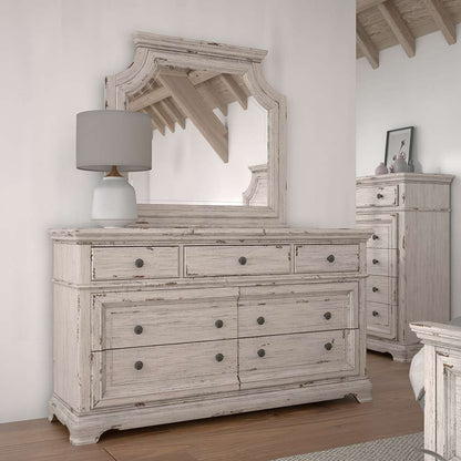 American Woodcrafters - Providence Dresser with Mirror - Antique White - 1910-DRLM veiw 3