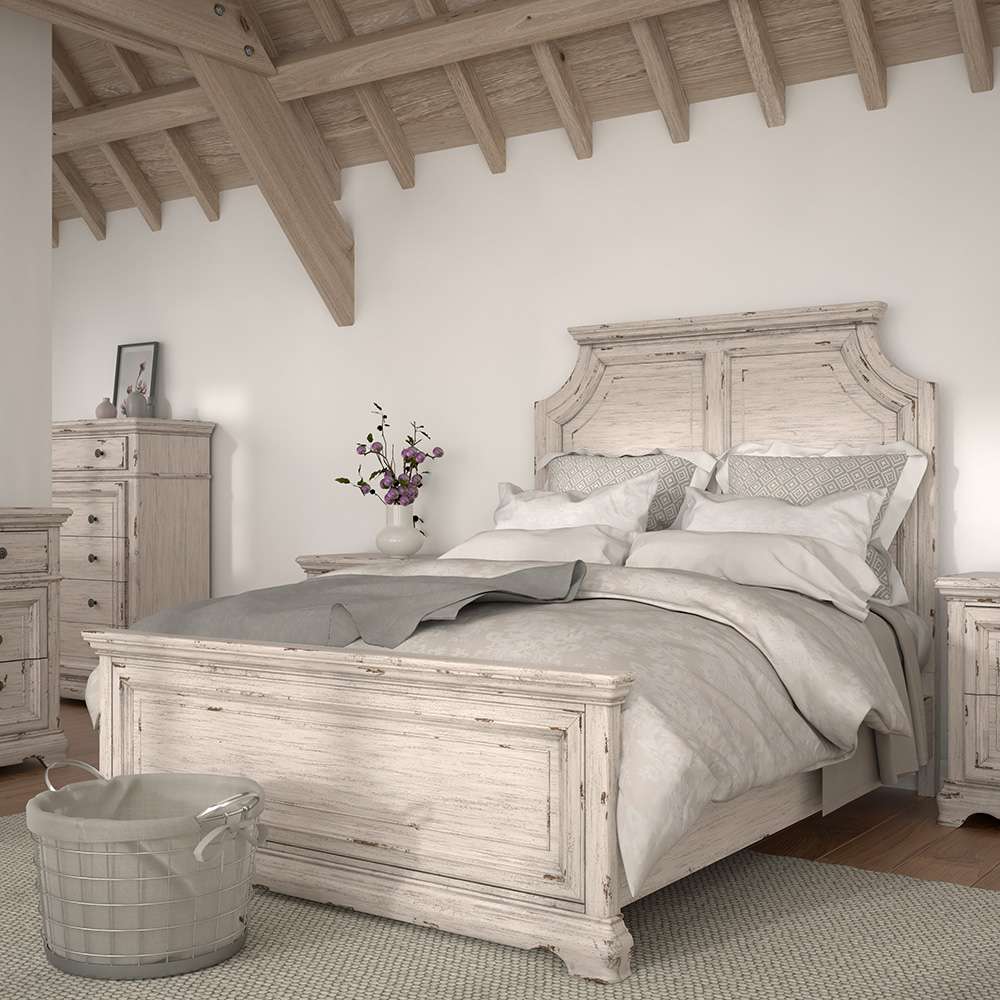 American Woodcrafters - Providence King Panel 4 Piece Bedroom Set - Antique White - 1910-KG4PC veiw 2