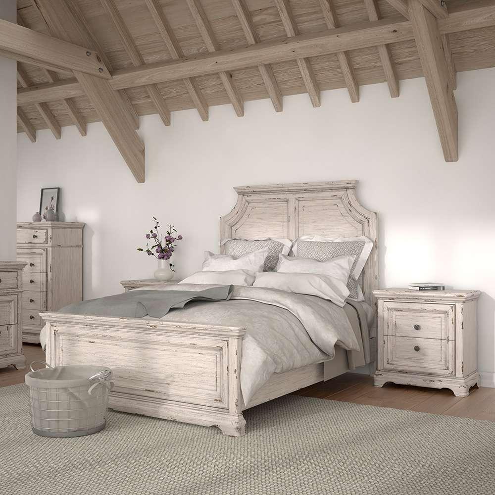 American Woodcrafters - Providence Queen Panel 4 Piece Bedroom Set - Antique White - 1910-QN4PC veiw 2