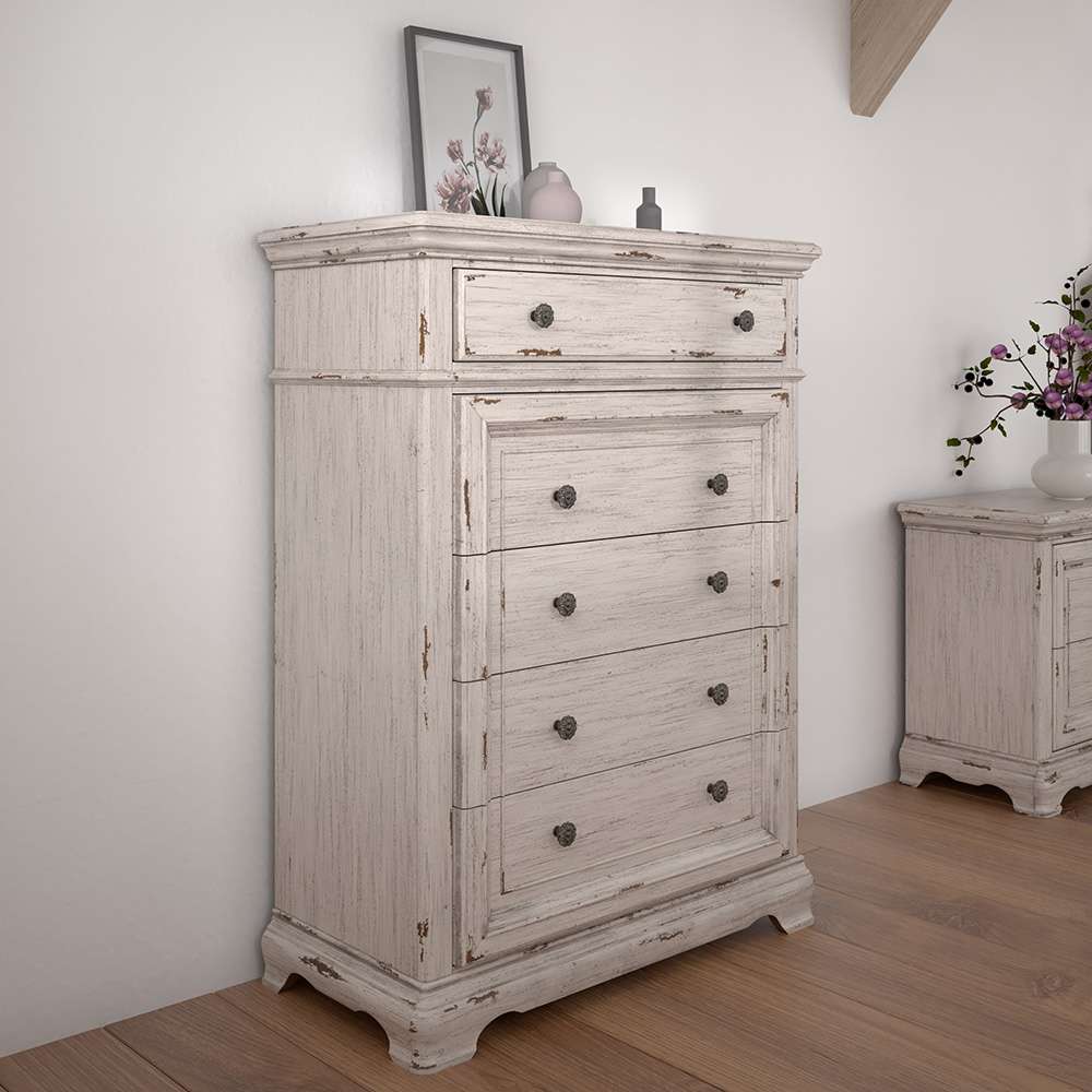 American Woodcrafters - Providence Queen Panel 4 Piece Bedroom Set - Antique White - 1910-QN4PC veiw 3