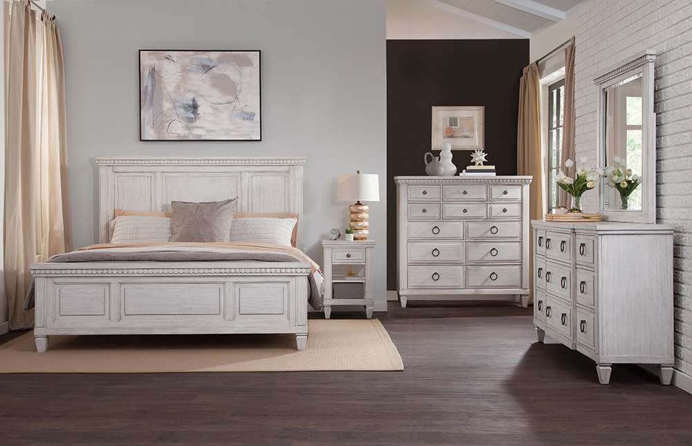 American Woodcrafters - Salter Path Queen Bed - White Grain - 1020-50PAN veiw 5
