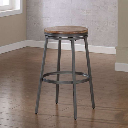 American Woodcrafters - Stockton Backless Stool w/ Metal Frame - Slate Grey with Golden Oak Seat - B1-100-30W veiw 2