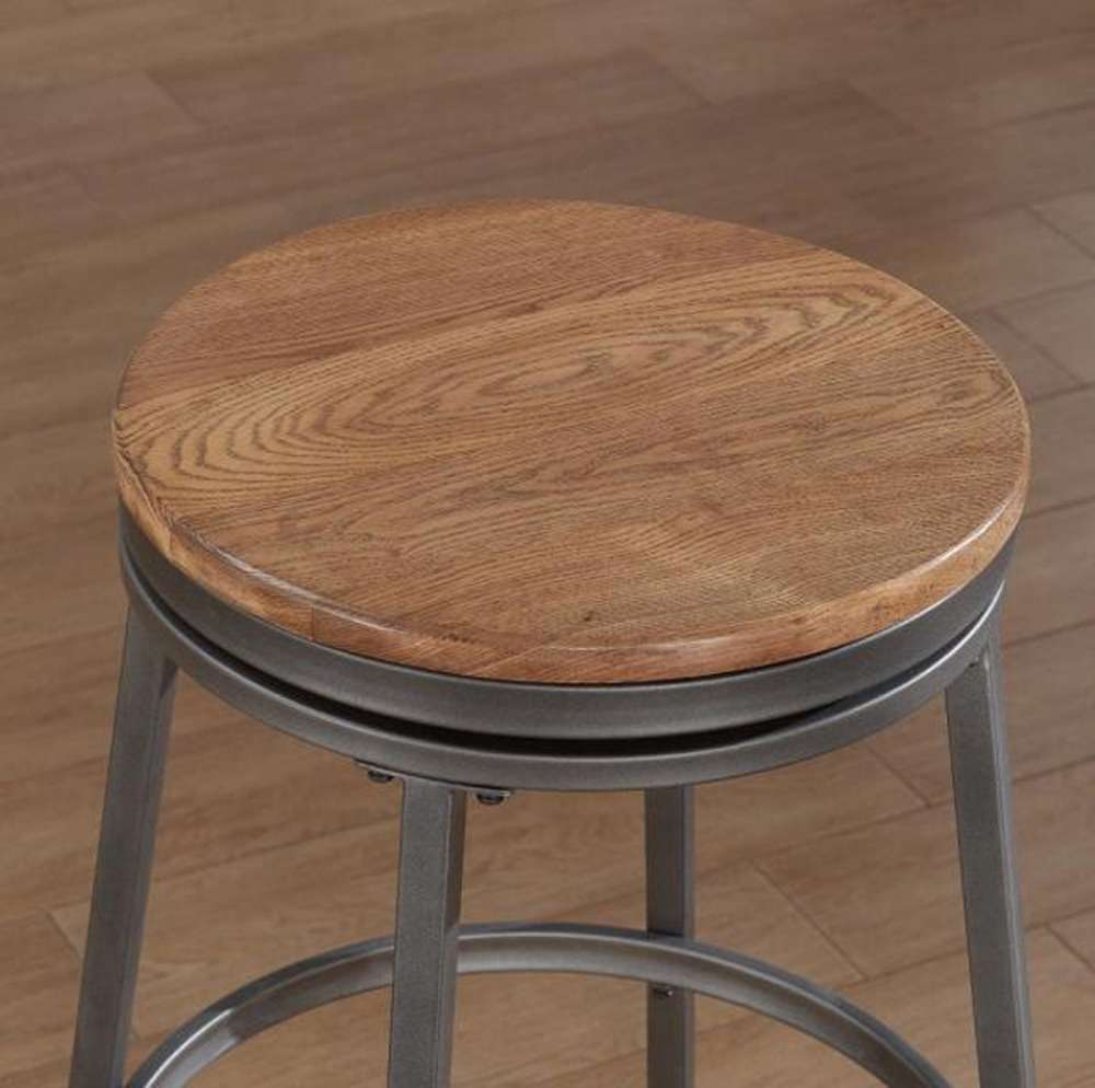American Woodcrafters - Stockton Backless Stool w/ Metal Frame - Slate Grey with Golden Oak Seat - B1-100-30W veiw 3