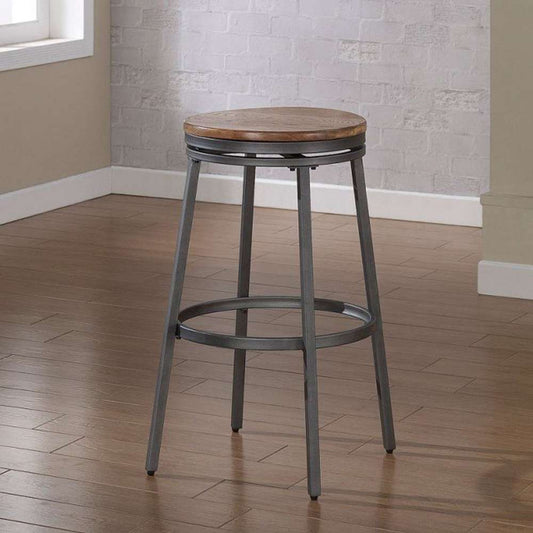 American Woodcrafters - Stockton Backless Stool w/ Metal Frame - Slate Grey with Golden Oak Seat - B1-100-25W veiw 2