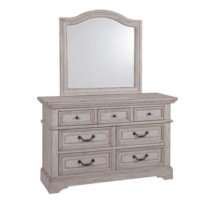 American Woodcrafters - Stonebrook 3 Pc Bedroom Set - Full Bed, Dresser, Mirror - Light Distressed Antique Gray - 7820-46PNPN-3PCS veiw 3