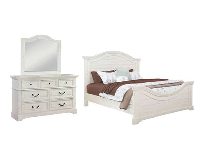 American Woodcrafters - Stonebrook 3 Pc Bedroom Set - Queen Bed, Dresser, Mirror - Distressed Antique White - 7810-QPNPN-3PCS veiw 1