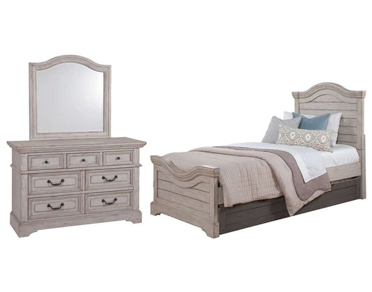 American Woodcrafters - Stonebrook 3 Pc Bedroom Set - Twin Bed, Dresser, Mirror - Light Distressed Antique Gray - 7820-33PNPN-3PCS veiw 1