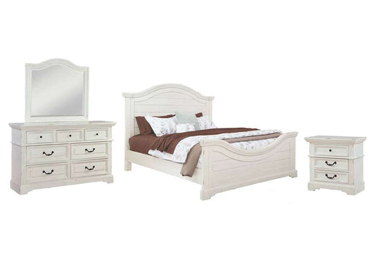 American Woodcrafters - Stonebrook 4 Pc Bedroom Set - Queen Bed, Dresser, Mirror, Nightstand - Distressed Antique White - 7810-QPNPN-4PCS veiw 1
