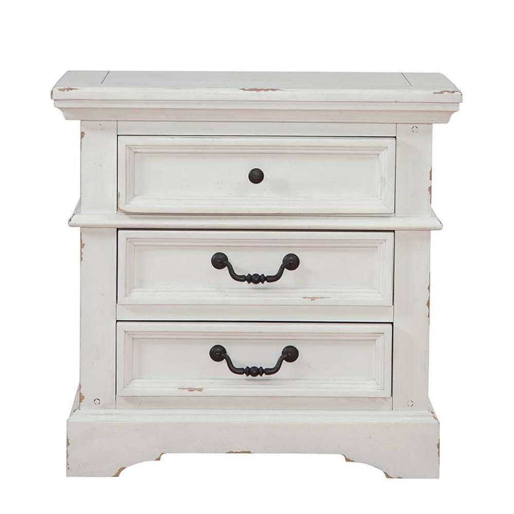 American Woodcrafters - Stonebrook 4 Pc Bedroom Set - Queen Bed, Dresser, Mirror, Nightstand - Distressed Antique White - 7810-QPNPN-4PCS veiw 4