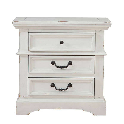 American Woodcrafters - Stonebrook 5 Pc Bedroom Set - Queen Bed, Dresser, Mirror, Chest, Nightstand - Distressed Antique White - 7810-QPNPN-5PCS veiw 4