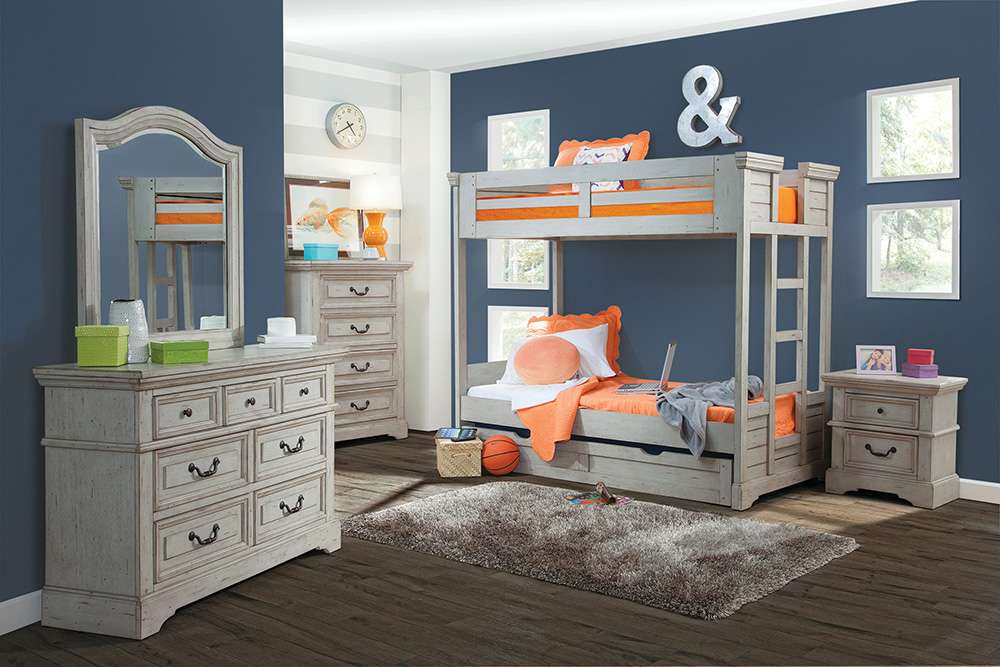 American Woodcrafters - Stonebrook Double Dresser with Mirror - Light Distressed Antique Gray - 7820-YDRMR veiw 7