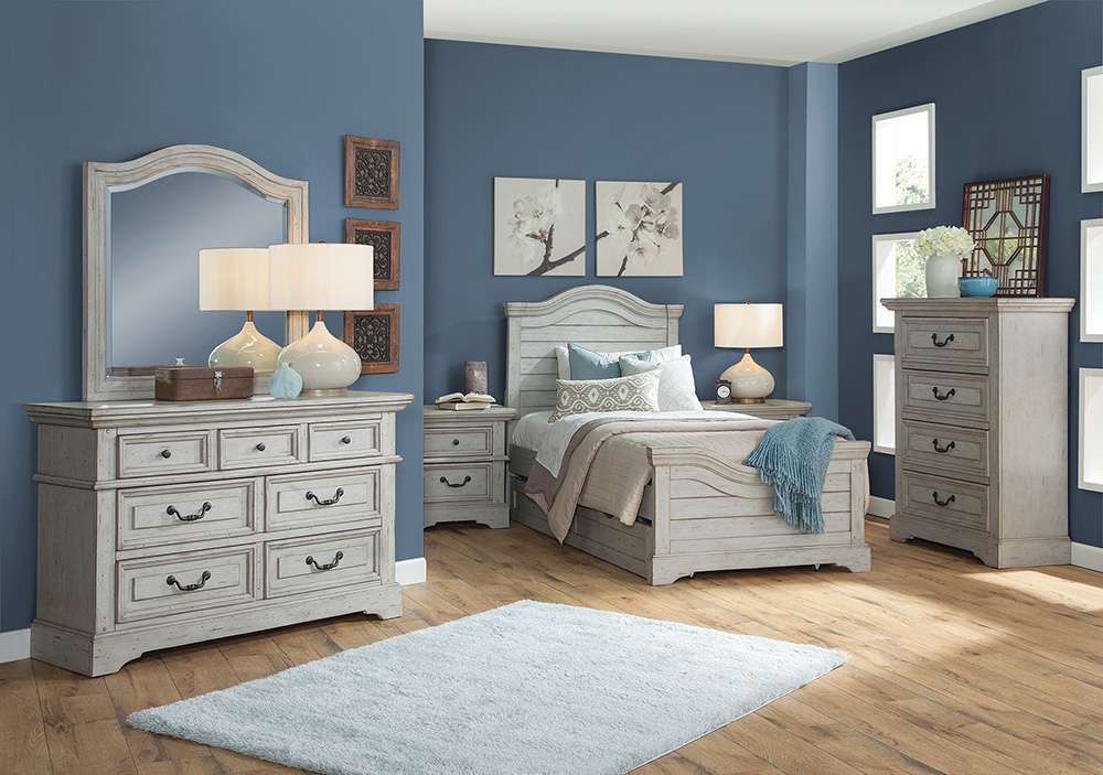 American Woodcrafters - Stonebrook Double Dresser with Mirror - Light Distressed Antique Gray - 7820-YDRMR veiw 8