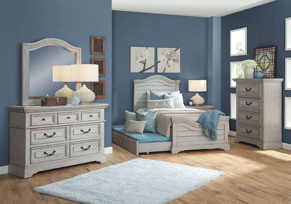 American Woodcrafters - Stonebrook Double Dresser with Mirror - Light Distressed Antique Gray - 7820-YDRMR veiw 9