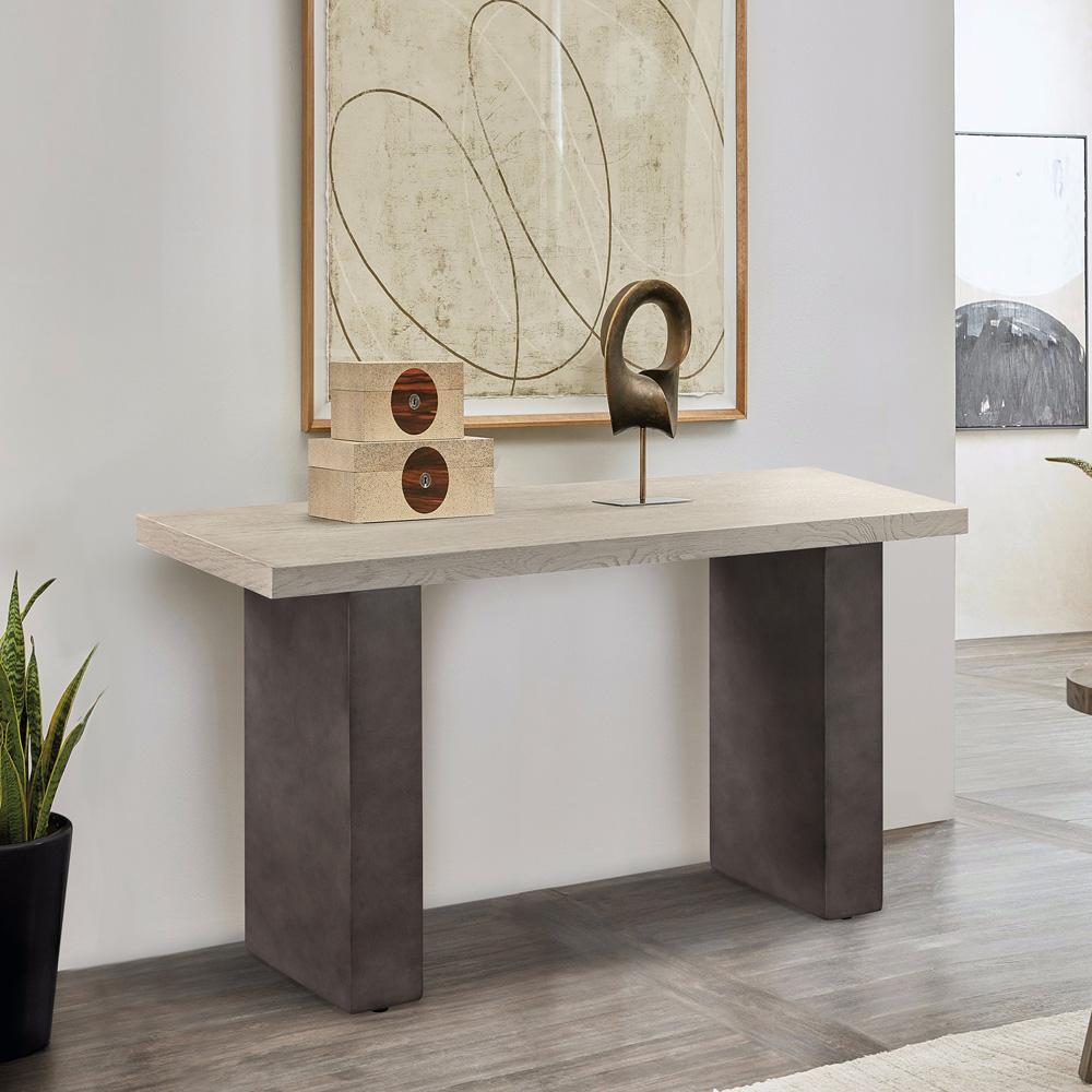 Armen Living - Abbey Concrete and Grey Oak Wood Console Table - LCAJCNGR veiw 6