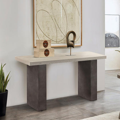 Armen Living - Abbey Concrete and Grey Oak Wood Console Table - LCAJCNGR veiw 6