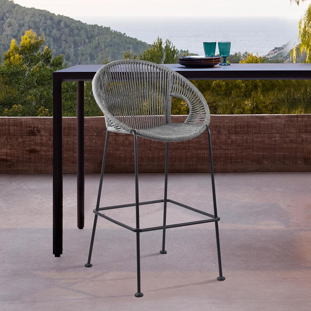 Armen Living - Acapulco 30in Indoor Outdoor Steel Bar Stool with Grey Rope - LCACBAGR30 veiw 9