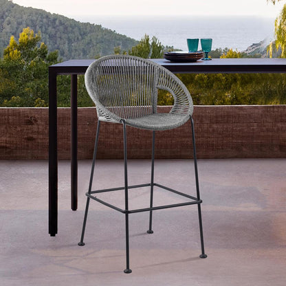 Armen Living - Acapulco 30in Indoor Outdoor Steel Bar Stool with Grey Rope - LCACBAGR30 veiw 9