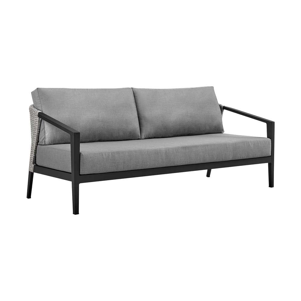 Armen Living - Aileen Outdoor Patio 4-Piece Lounge Set in Aluminum and Wicker with Grey Cushions - 840254333239 - CLOSEOUT veiw 2