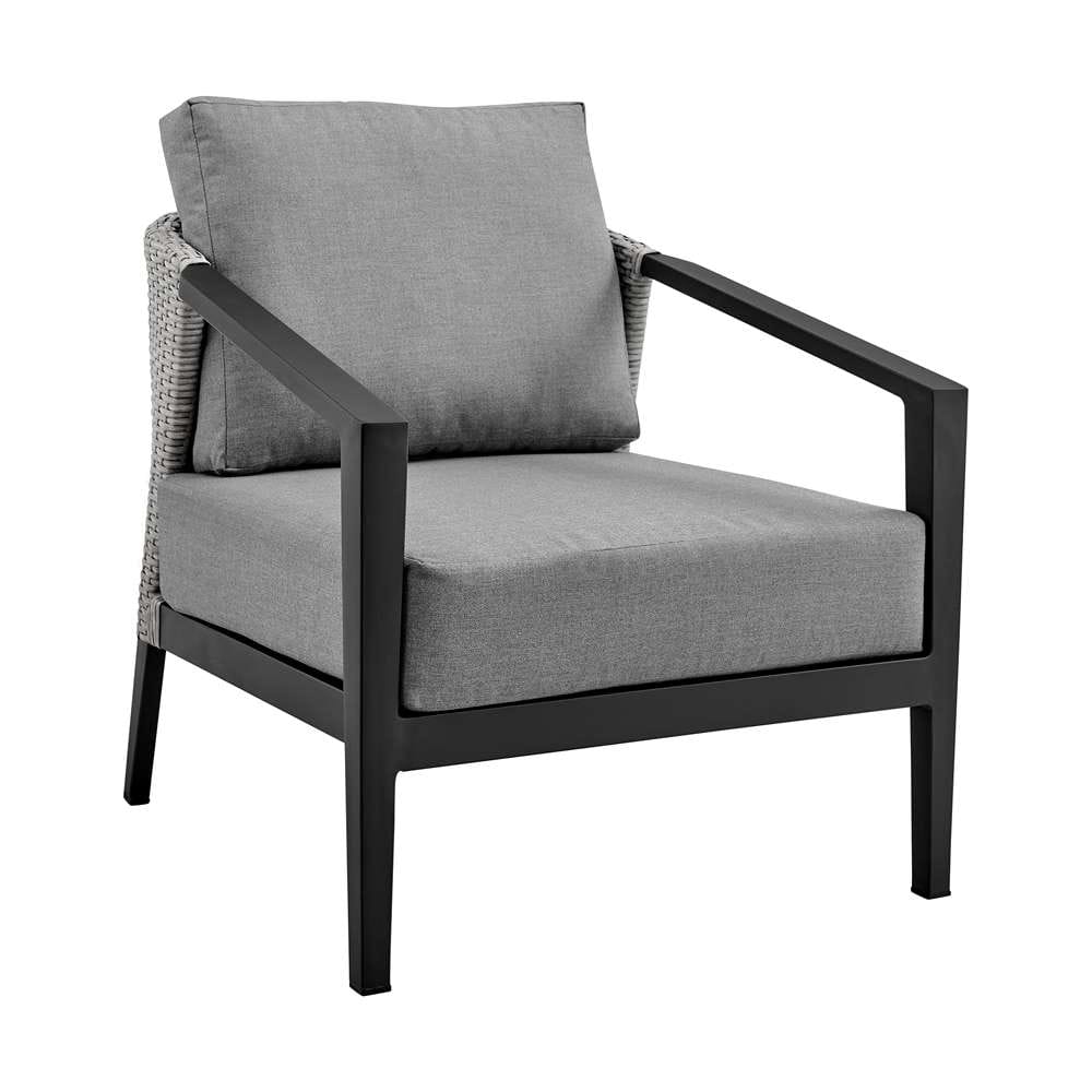 Armen Living - Aileen Outdoor Patio 4-Piece Lounge Set in Aluminum and Wicker with Grey Cushions - 840254333239 - CLOSEOUT veiw 4