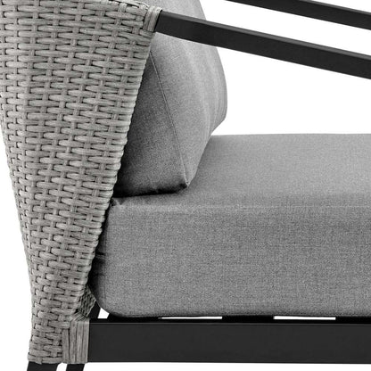 Armen Living - Aileen Outdoor Patio 4-Piece Lounge Set in Aluminum and Wicker with Grey Cushions - 840254333239 - CLOSEOUT veiw 6
