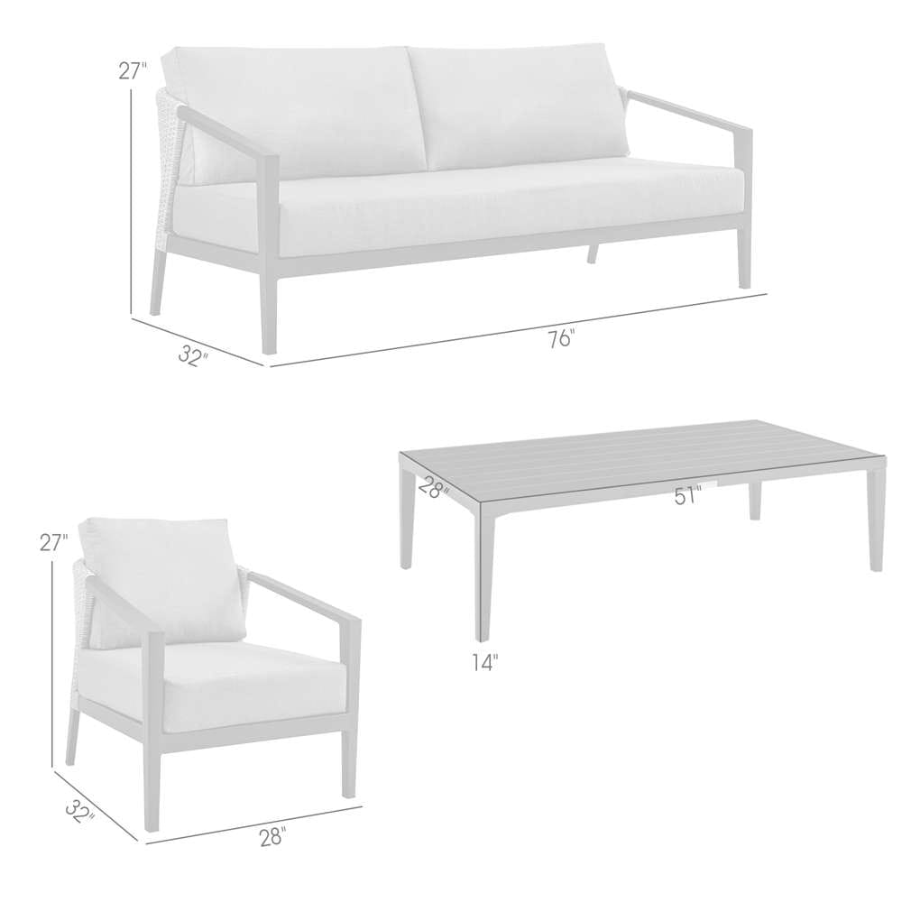 Armen Living - Aileen Outdoor Patio 4-Piece Lounge Set in Aluminum and Wicker with Grey Cushions - 840254333239 - CLOSEOUT veiw 7