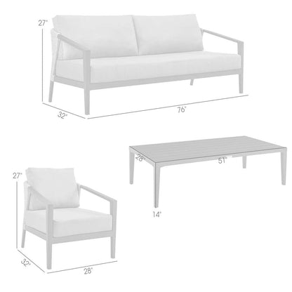 Armen Living - Aileen Outdoor Patio 4-Piece Lounge Set in Aluminum and Wicker with Grey Cushions - 840254333239 - CLOSEOUT veiw 7