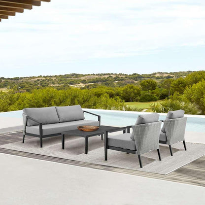 Armen Living - Aileen Outdoor Patio 4-Piece Lounge Set in Aluminum and Wicker with Grey Cushions - 840254333239 - CLOSEOUT veiw 8