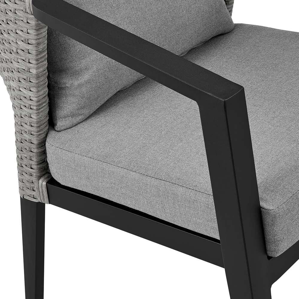 Armen Living - Aileen Outdoor Patio 5-Piece Dining Table Set in Aluminum and Wicker with Grey Cushions - 840254333345 veiw 6