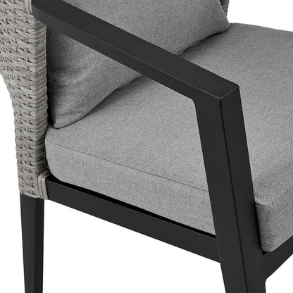 Armen Living - Aileen Outdoor Patio 5-Piece Dining Table Set in Aluminum and Wicker with Grey Cushions - 840254333345 veiw 6