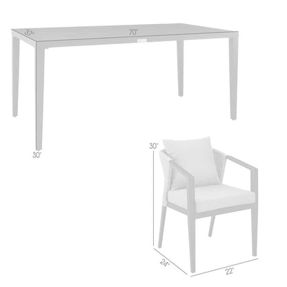 Armen Living - Aileen Outdoor Patio 5-Piece Dining Table Set in Aluminum and Wicker with Grey Cushions - 840254333345 veiw 7