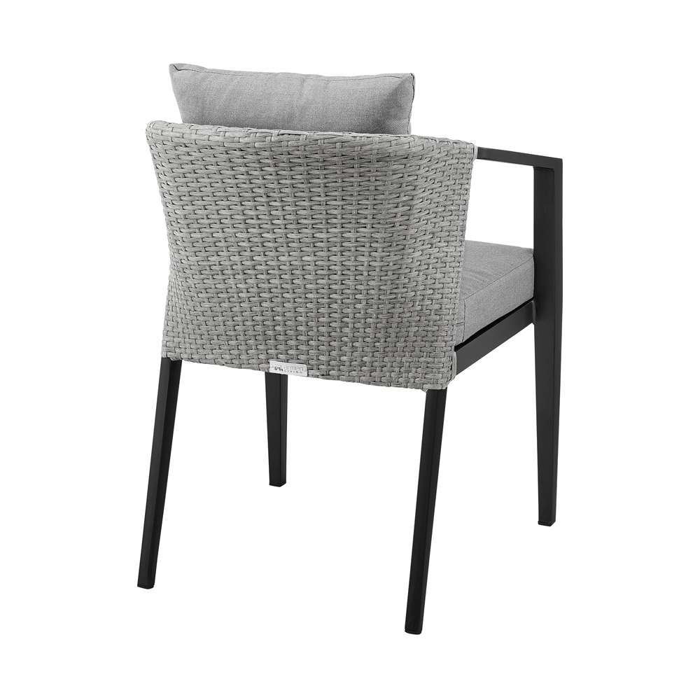 Armen Living - Aileen Outdoor Patio 7-Piece Dining Table Set in Aluminum and Wicker with Grey Cushions - 840254333222 veiw 3