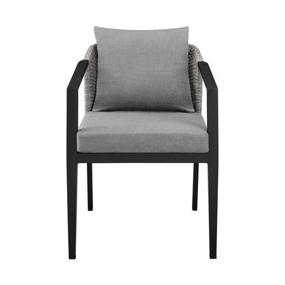 Armen Living - Aileen Outdoor Patio Dining Chairs in Aluminum and Wicker with Grey Cushions (Set of 2) - 840254333208 veiw 3