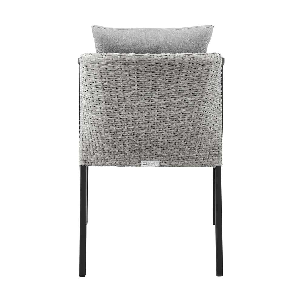 Armen Living - Aileen Outdoor Patio Dining Chairs in Aluminum and Wicker with Grey Cushions (Set of 2) - 840254333208 veiw 6