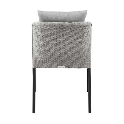 Armen Living - Aileen Outdoor Patio Dining Chairs in Aluminum and Wicker with Grey Cushions (Set of 2) - 840254333208 veiw 6